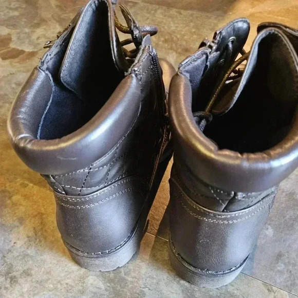 Women's Ankle Combat Boots Fashion Zip/Lace Up Low Heel Brown (9.5) NWOB - Picture 7 of 7